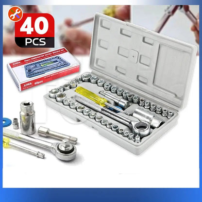 40pcs Socket Wrench Tool Kit - A Professional Hand Tool Set Designed for Various Uses And Easy Upkeep