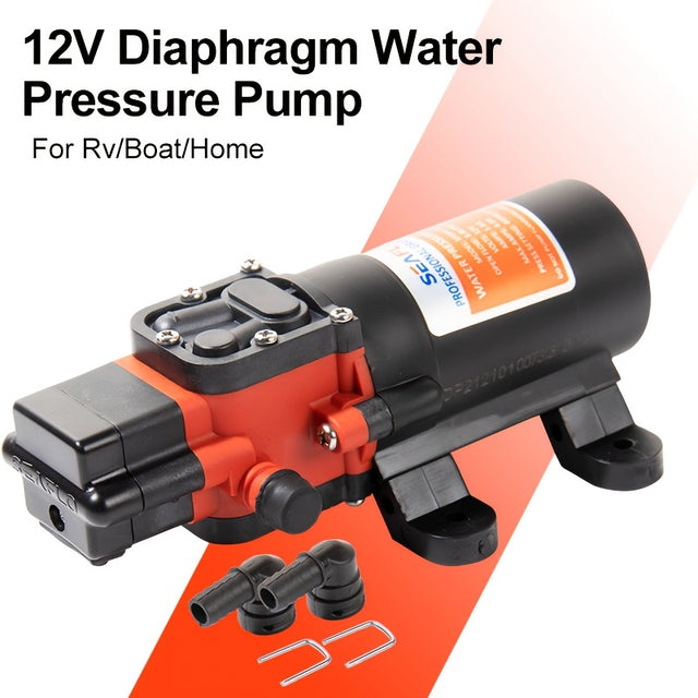 12V Marine Water Pump Auto-Priming Diaphragm – 35 PSI Self-Priming Pump for RV, Boat, Caravan, Shower & Bathroom