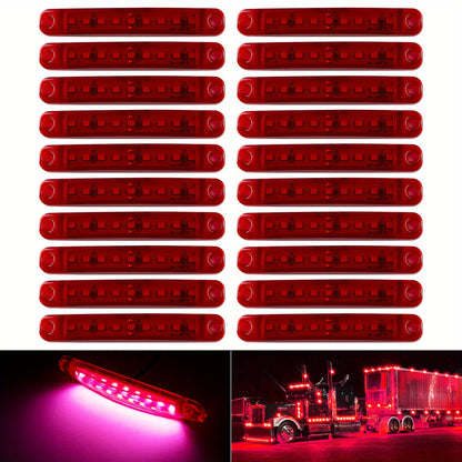 20pcs New Bright 12V 9LED Side Marker Light Lamp Indicator Light Bar -Yellow, Red, White, Blue, Green