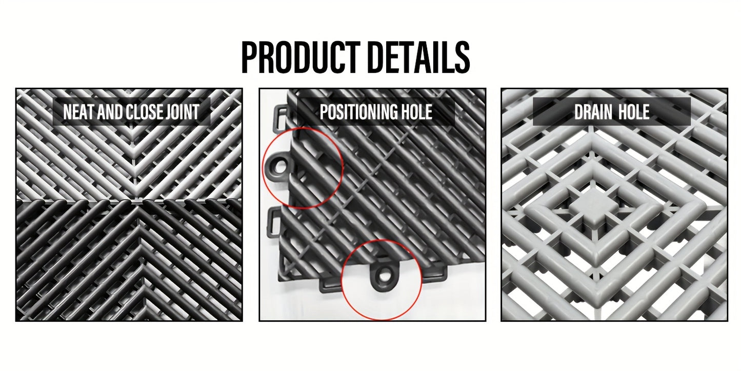 20 Pack 16"x 16"x 0.75"(Thickness)Interlocking Garage Floor Tiles, Modular Drainage Floor Mat, Non-Slip Splicing Interlocking Drainage Mats Floor Tile for Garage  Wash Basement, Etc.