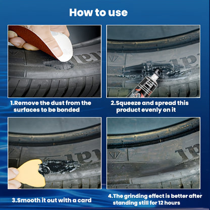 Heavy-Duty Tire Repair Adhesive with Scraper & Pointed Tip Kit - Quick-Curing Strong Bond, Waterproof Gel Formula for Cars, Bikes, Motorcycles, ATV, Truck Tires - Long-Lasting Fix for Punctures, Crack, Sidewall & Tread Damage - Rubber-Compatible
