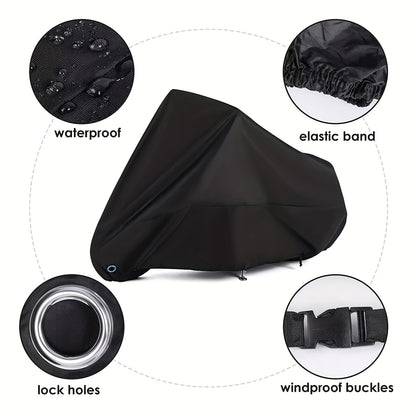 190T Universal Fit All-Waterproof, Dustproof, Sunscreen Heavy Duty Motorcycle Cover, Waterproof All Seasons Indoor Outdoor Protection, Sport Bikes Cruisers Scooter Touring Off-Road