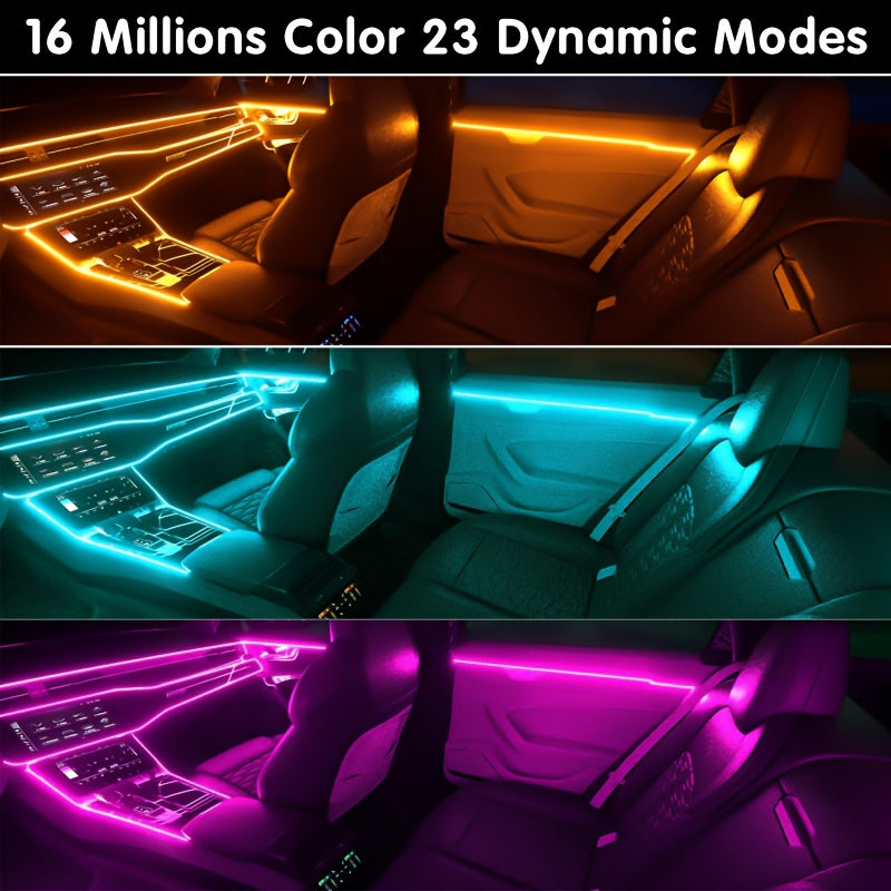RGB LED Car Interior Ambient Light Strip 120-Inch 7-Color App Control USB 5V Flexible Neon Dashboard Console Accent Lighting Kit DIY