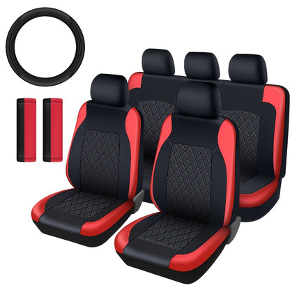 Deluxe All-Season Quilted PU Leather Car Seat Covers - Comfy Sponge-Padding, Universal Fit, christmas gifts