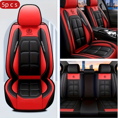1pc, 2pcs, 5pcs, Advanced Faux Leather Car Seat Cover, Imitation Faux Leather Car Seat Cover, Protective Seat Cover, Suitable For Cars, SUVs, Vans And Trucks, Dirt-resistant, Send Gifts To Relatives