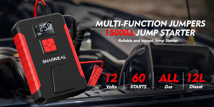 15000A-21000A Peak 350PSI 12V 17-in-1 Portable Jump Starter with Air Compressor Jump Starter, Car Battery Charger, Car Jump Starter with Air Compressor, Jump Starter Para, Car Accessories Tools, LED Light, Battery Charger, Cart Battery Charger