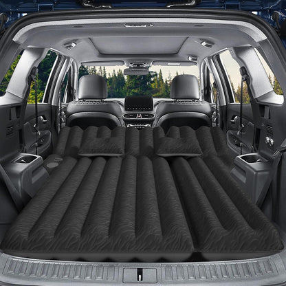 SUV Air Mattress: Inflatable Car Air Mattress for Camping, Flocking Car Bed with Air Pump And 2 Pillows, Portable Sleeping Pad Mattress for Home Car Travel Camping Black