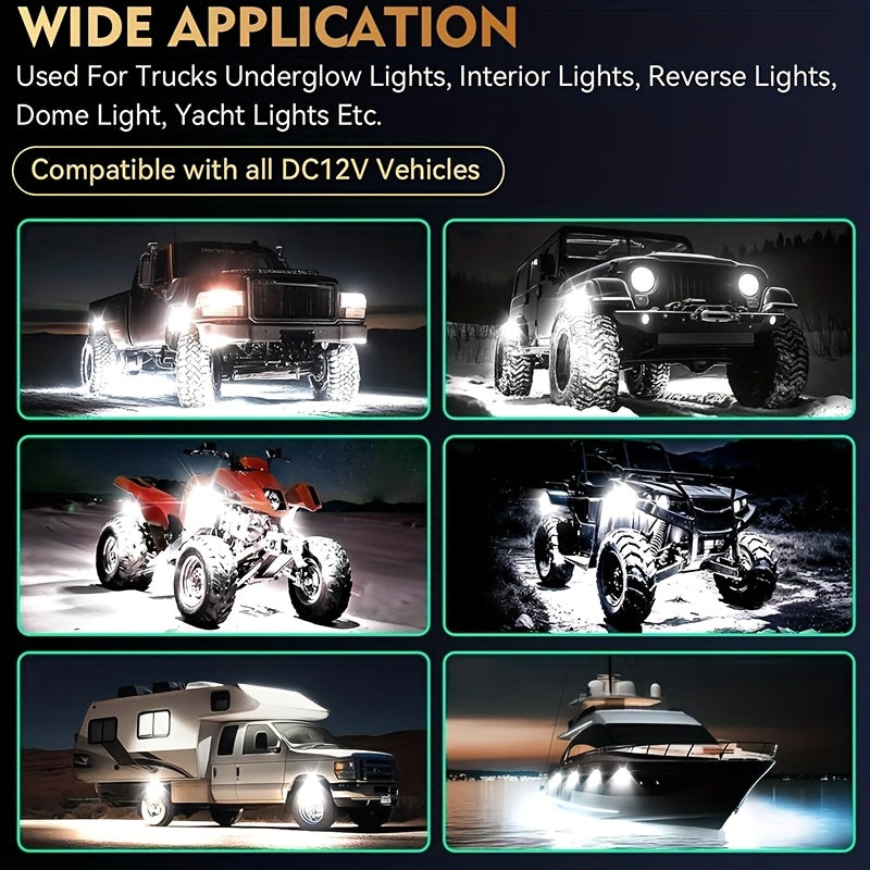 RGB-IC LED Rock Light Kit 4 or 8 Pods, APP & RF Control, Chasing Dream Color Underglow Downlight with Music Mode, 12V for Truck UTV Golf Cart Off-Road Vehicle