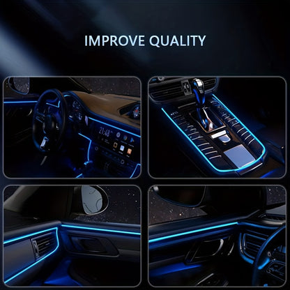 1 Set 236 Inches RGB 5in 1 Ambient LED Strip Lights Kit- Wireless App Controlled, 16 Million Colors, Sync to Music,  12V, Room Electrical/Hard Wiring, for Motor Vehicles, with Fiber Optic Cable