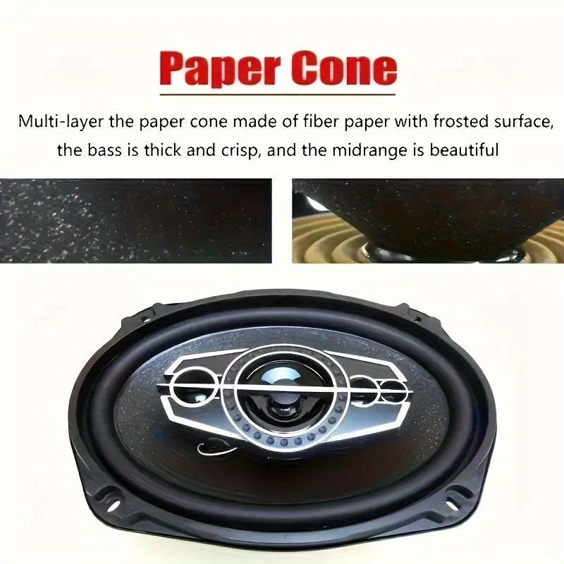 2pcs 6x9 Inch 1000W 5-Way Car HiFi Coaxial Speakers - 600W Total Power, 5.2 Channel Stereo, Stainless Steel Full Range Frequency Speakers for Vehicle Door & Auto Audio, 36V Safe Operation, Car Audio Accessories, Modern Car Stereo, Durable Speaker Casing,