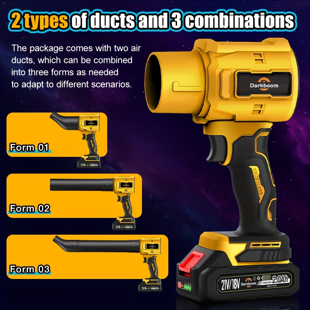 Cordless Handheld Leaf Blower 45000RPM Turbo – 2 Batteries & Charger Included, Air Duster & Car Dryer Blower for Small Spaces, Dual Air Duct Attachments