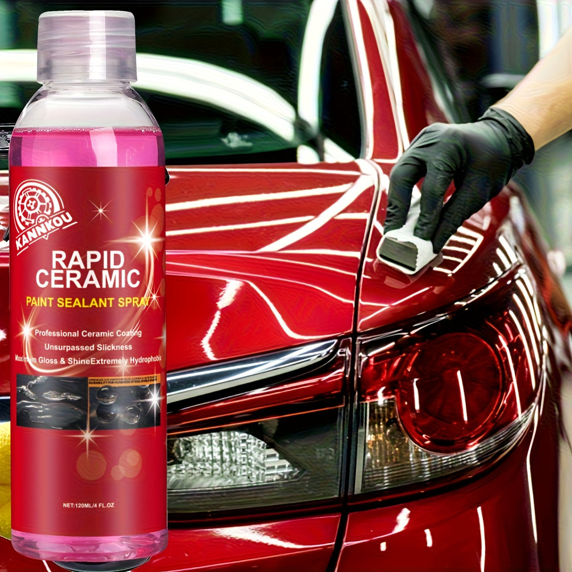 Hybrid Solutions Ceramic Spray Coating, Incredible Shine and Protection for Car Paint, Extreme Water Beading, Safe for Cars, Trucks, Motorcycles, RV's and More, 120ml,4.06oz