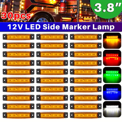 30pcs 3. 8" 6 LED Front Rear Side Marker Indicator Lights LED Lamp Indicator For Car Truck Trailer Lorry Bus -White, Red, Amber, Blue, Green, Purple, Without Battery
