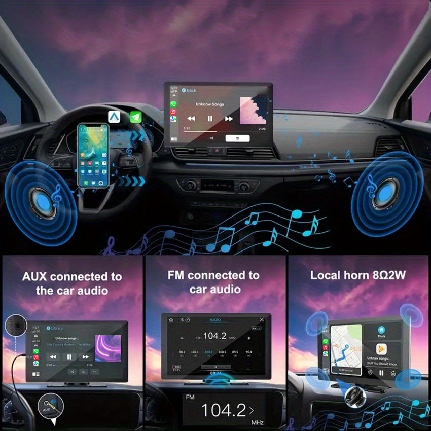 7-Inch Wireless Car Display with Car Audio, HD Touchscreen, 1080P Reversing Camera, Dashcam, GPS Navigation, Mirror Link, FM/AUX/USB/TF Interface, Compatible with All Car Models, a Must-Have for Vacations, And a New Year'S Gift for Dad And Driver