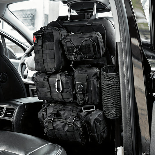 5 Pockets Bags Molle Nylon Tactical Front Car Seat Organiser Seat Back Storage Bag Basket Protector for All Vehicles, Fits for Jeep, Truck, SUV, Etc Accessories Car Accessories for Women Car Accessories Interior for Men