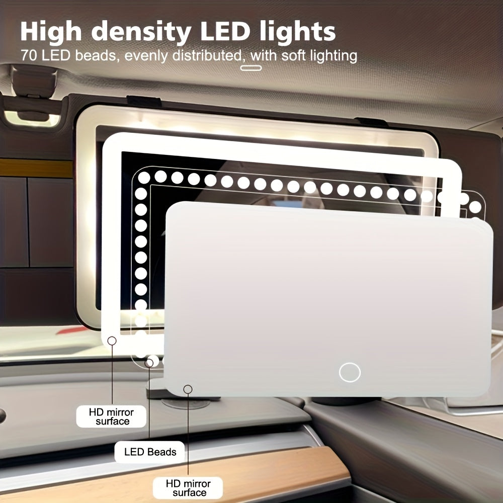 LED Car Visor Vanity Mirror – Rechargeable Ultra-Thin with 3 Light Modes, Sun Visor Mirror for Trucks & SUVs, Low Voltage, Gift for Women