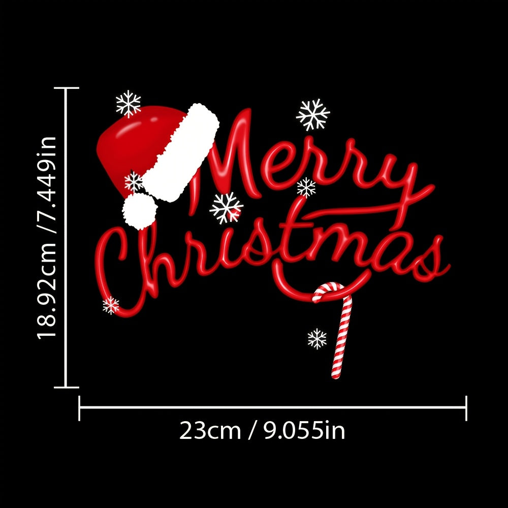 2pcs/ 1 Set Merry Christmas English Christmas Hat Snowflake And Santa Reindeer Combination Car Sticker for Car Truck SUV Christmas Cartoon Pattern Holiday Atmosphere Decoration Sticker Home Door Window Glass Wall Sticker Window Sticker