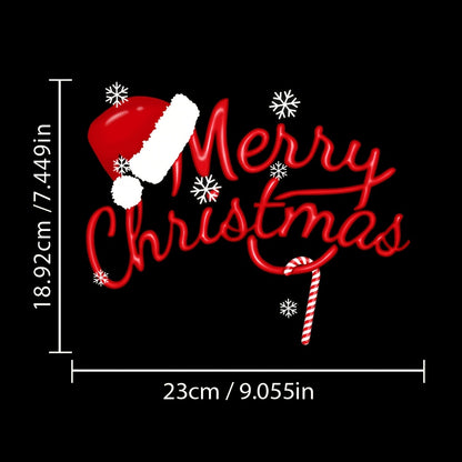 2pcs/ 1 Set Merry Christmas English Christmas Hat Snowflake And Santa Reindeer Combination Car Sticker for Car Truck SUV Christmas Cartoon Pattern Holiday Atmosphere Decoration Sticker Home Door Window Glass Wall Sticker Window Sticker