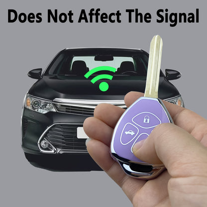 Toyota Key Fob Cover Case TPU – Camry RAV4 Corolla 4Runner Avalon Venza Yaris Land Cruiser Protector Shell, Blue & Purple