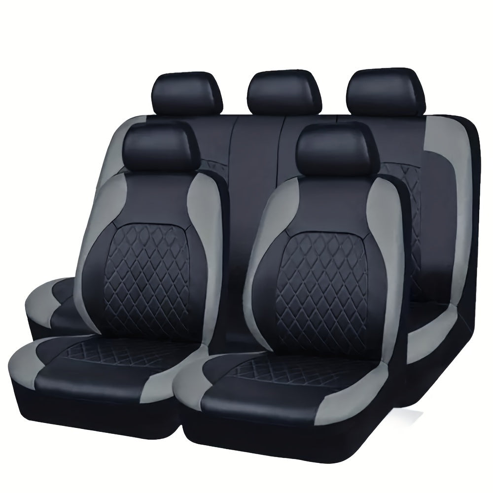 Universal Faux Leather Car Seat Covers Full Set Car Seat Covers Full Set Front Seats And Rear Bench, Universal Fit 5 Seat Covers For SUV, Automotive Truck, for Jeep, for Bmw, Scratch Proof, Car Accessories For Men And Women