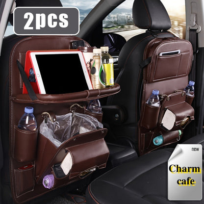 Car Seat Organizer with Foldable Tray Trash Can Multi-Pocket Rear Seat Back Storage Bag Headrest Hanging Organizer for SUV Truck Universal Fit 1pc 2pcs