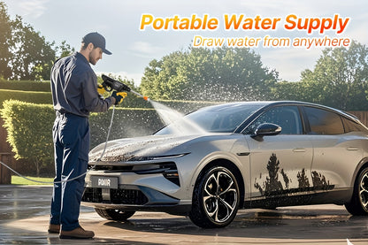 LOVEWE 300 Watt Cordless High Pressure Electric Car Wash - Equipped with 6-in-1 Nozzle, 1.3GPM Handheld Car Wash Gun, for Car Wash/Home/Floor/Garden Cleaning, Includes1/2 X 15000mAh Batteries, 60 Minutes Battery Life, for Independence Day