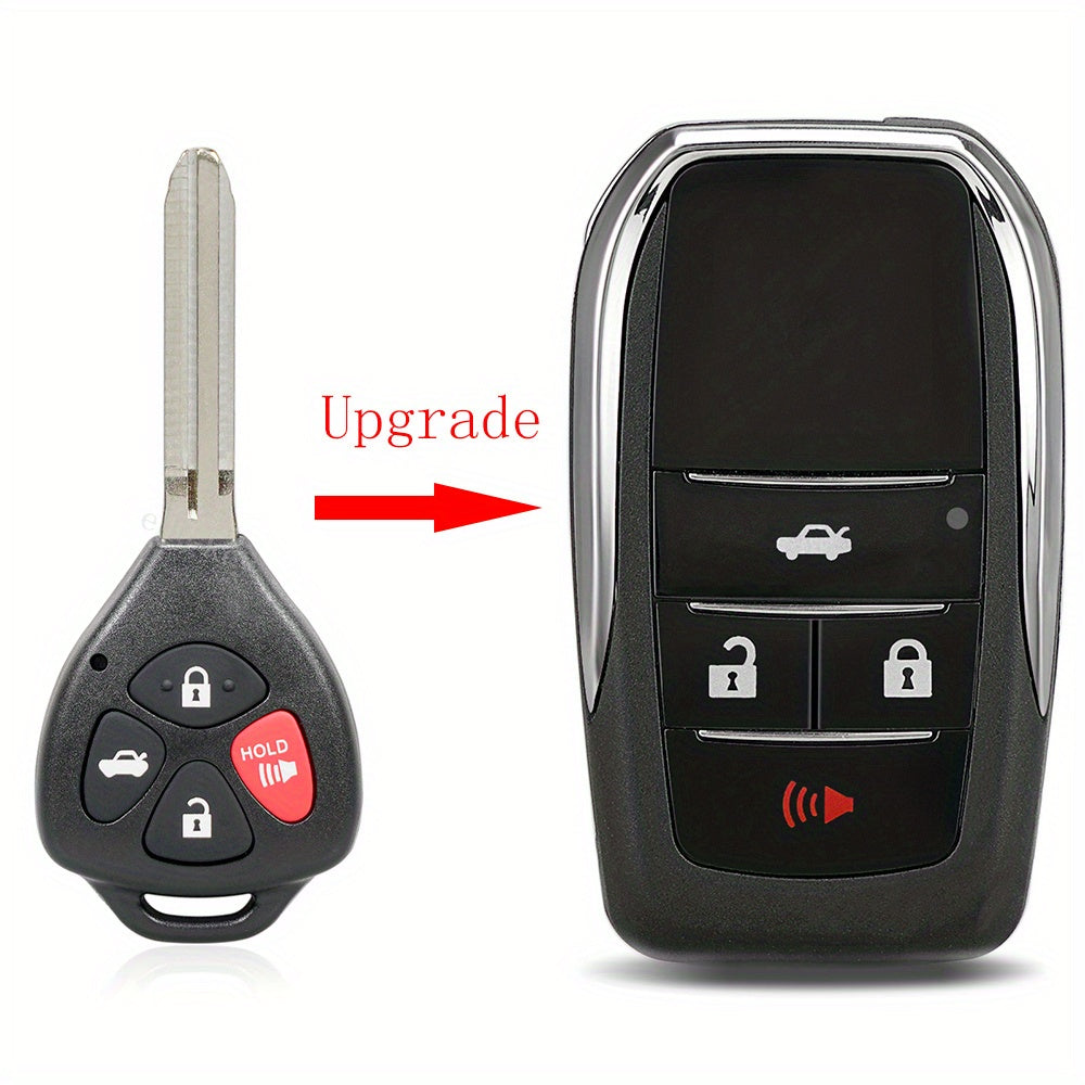 Set of 2 Enhanced Flip Key Fob Shells with 4 Buttons for Toyota Models Including Camry, Corolla, Venza, for Scion, And for Xb from 2007 to 2012, FCCID HYQ12BBY
