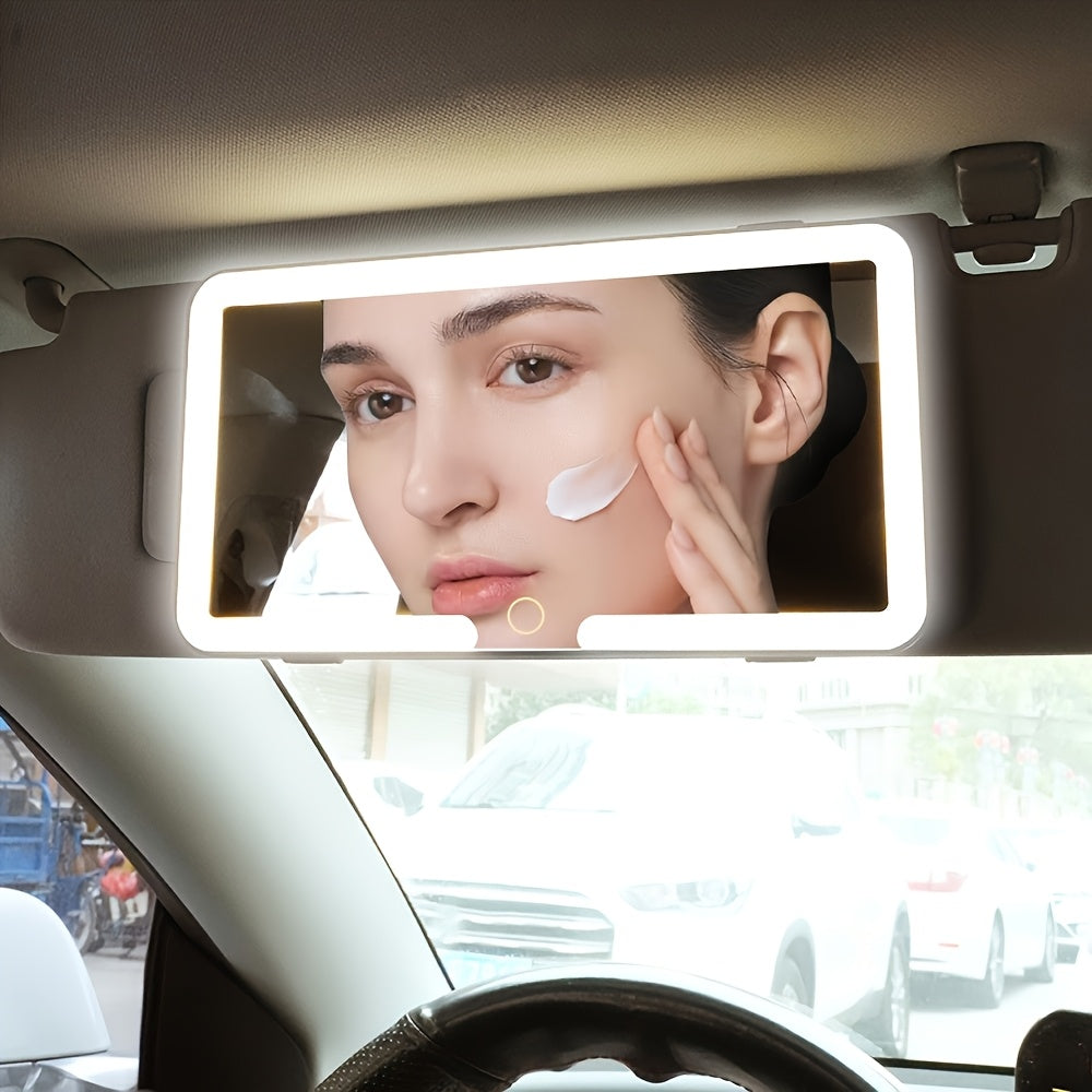 Car Sun Visor Makeup Mirror | USB-powered with Included Charging Cable, Features 3 Light Modes and LED Illumination, Suitable for Cars, Trucks, and SUVs, Perfect Gift for Women, Essential Road Trip Companion, Ideal for Female Drivers