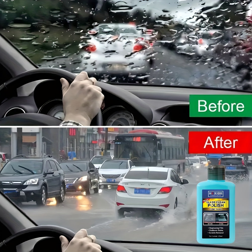 Car Glass Oil Film Cleaner, Glass Film Removal Paste, Car Windshield Glass Oil Film Remover for Auto and Home Eliminates Coatings to Restore Glass to Clear