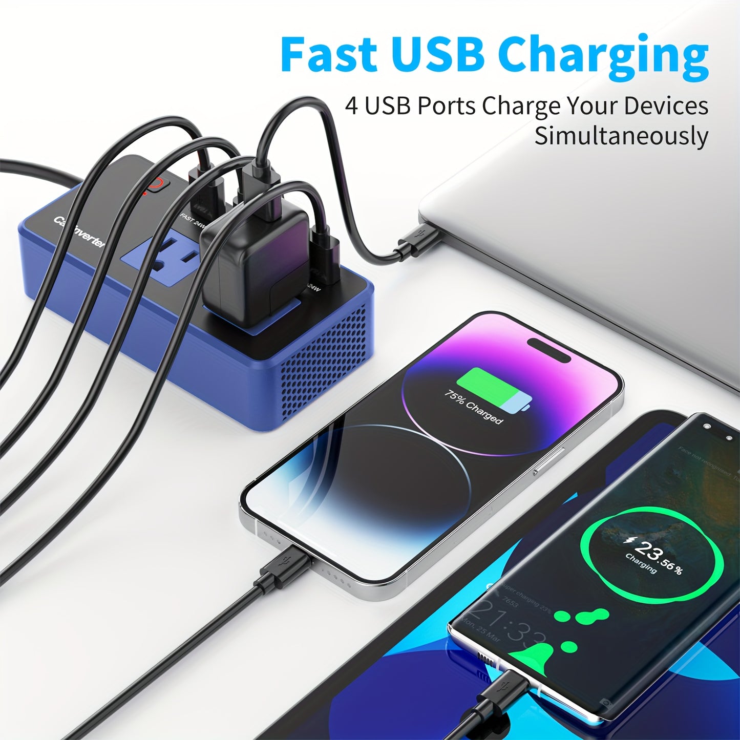 200W Car Inverter, DC 12V To 110V AC Power Inverters For Vehicles With PD 24W USB-C, Dual USB Ports And QC3.0 Fast Charging Ports Car Charger Adapter, Multi-protection Techniques, Car Tools, Good Gift, Without Battery