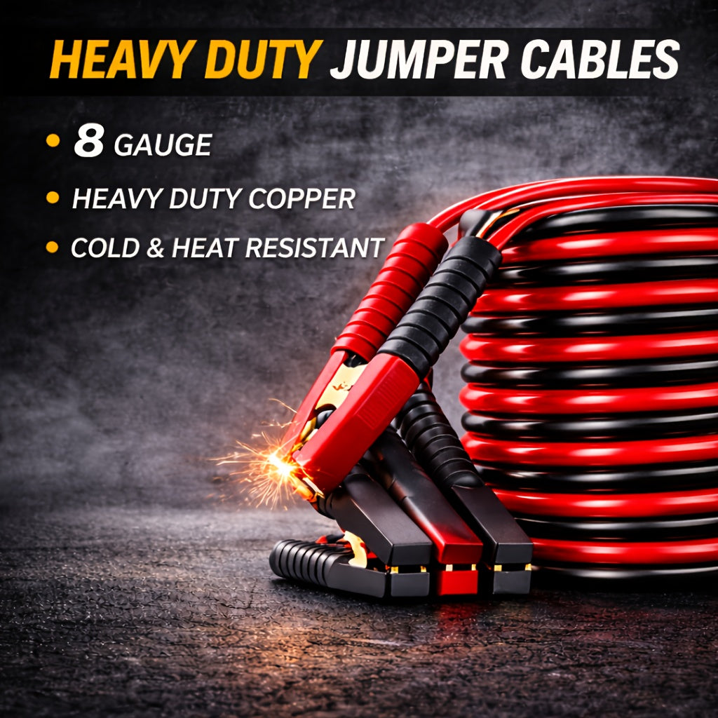 Car Emergency Kit with Battery Jumper Cables, Car Accessories Men Or Women, Emergency Car Kit, Roadside Automotive Safety Kit Car, Vehicle, Truck Or SUV, Gifts Men Or Him, Black