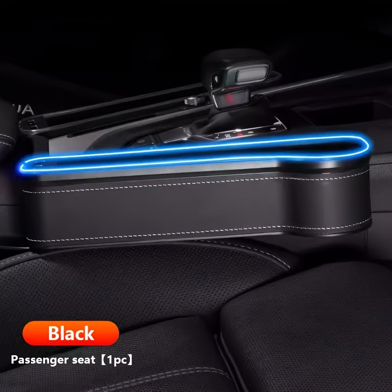 1pc/2pcs Car Seat Gaps Storage Box, Mobile Phone Holder Charger, Sundries Organizer Box with Atmosphere Light, Car Interior Accessories