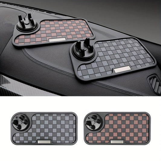 [Car Anti-Slip Mat] Car Anti-Slip Mat Dashboard Ornament Mat Mobile Phone Rotating Holder Dashboard Storage Mat High Temperature Resistant High-End Square Grid Mat Creative Ornament Pad Car Interior Accessories
