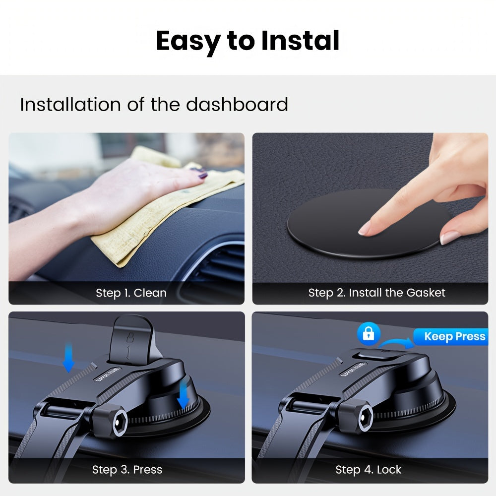 TOPK D38Z Phone Holder For Car Dashboard& Air Vent, Upgraded Adjustable Horizontally And Vertically Cell Phone Mount For Car Dashboard Compatible With All Phones