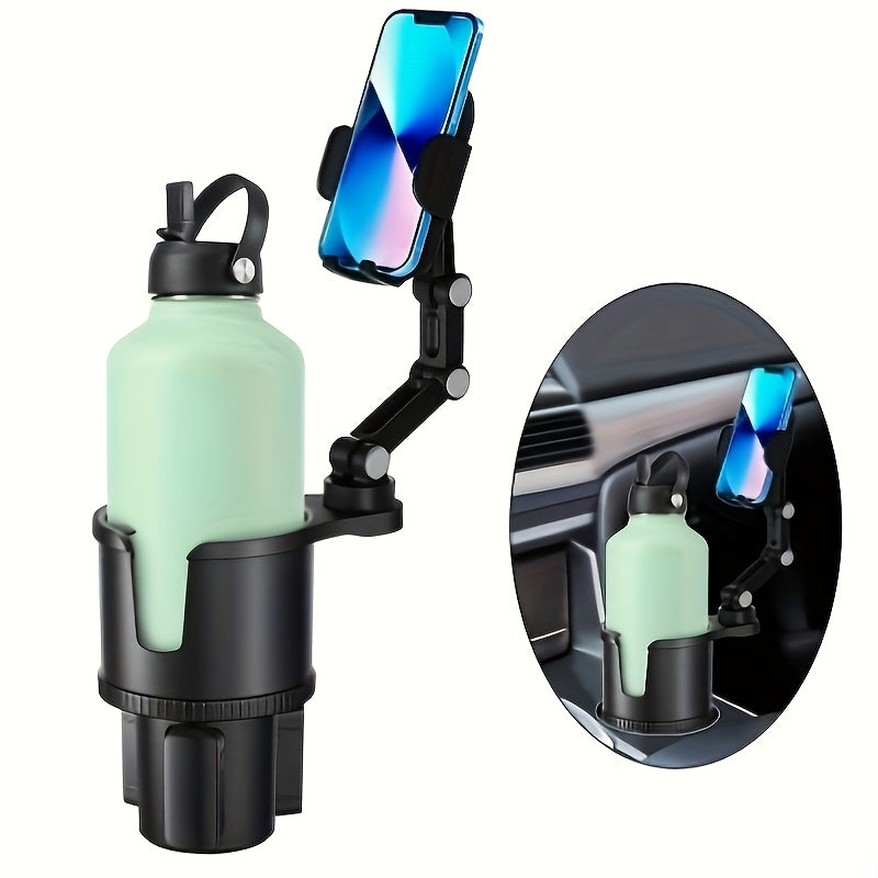 1 In-car 2-in-1 Holder, Versatile Portable Swivelable Car Phone Cup Holder for Cars, SUVs, Trucks, with Shock Trim, Black Car Cup Holder Extender