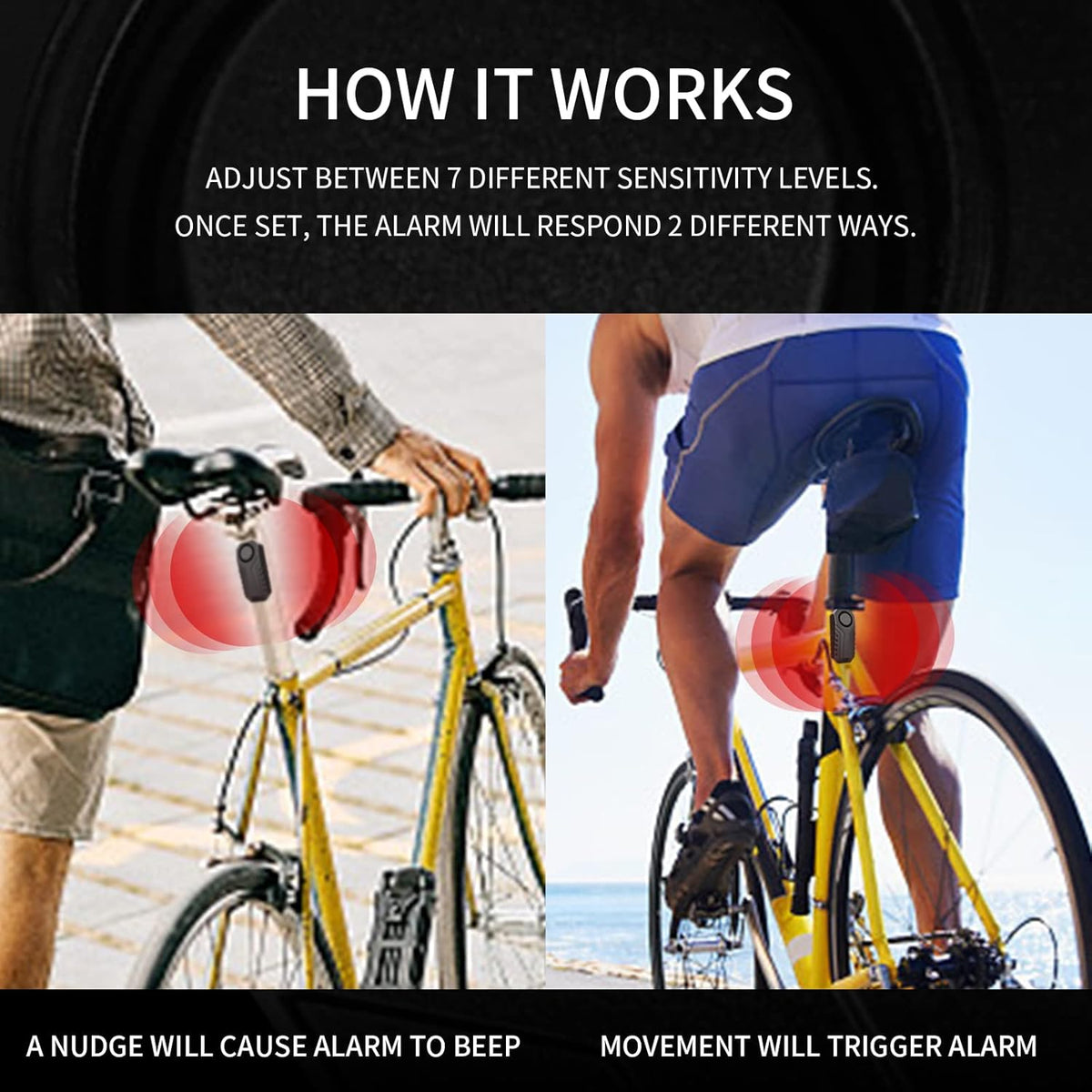 Motorcycle Alarm Anti-Theft with Remote – 113dB Loud Siren for Moped Scooter Bike, Adjustable Sensitivity, Universal Handlebar Strap, Easy Install