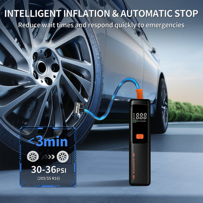 Cordless Portable Tire Inflator Air Compressor Digital Gauge USB Rechargeable 3X Fast Inflation for Car SUV Bike Motorcycle Sports Ball Black Pink Blue Orange