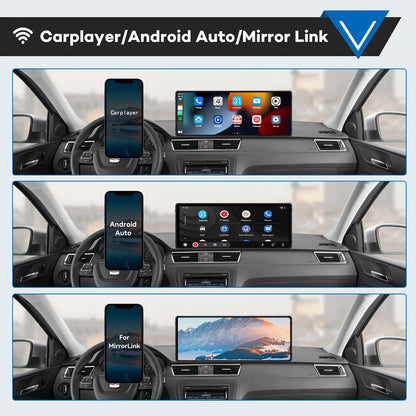 Portable Wireless Carplay Car Stereo, 10.26" Inch HD Touchscreen For Car With CarPlay & Android Auto With Mirror Link/Backup Camera/Siri/Wireless/Navigation/AUX For All Vehicles