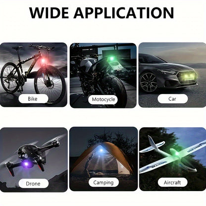 4/6pcs Wireless LED Strip Lights - 8-Color High-Brightness Anti-Collision Lighting with Remote Control, USB Charging, And Waterproof Design for Cars, Drones, Aircraft, Motorcycles, And Bikes