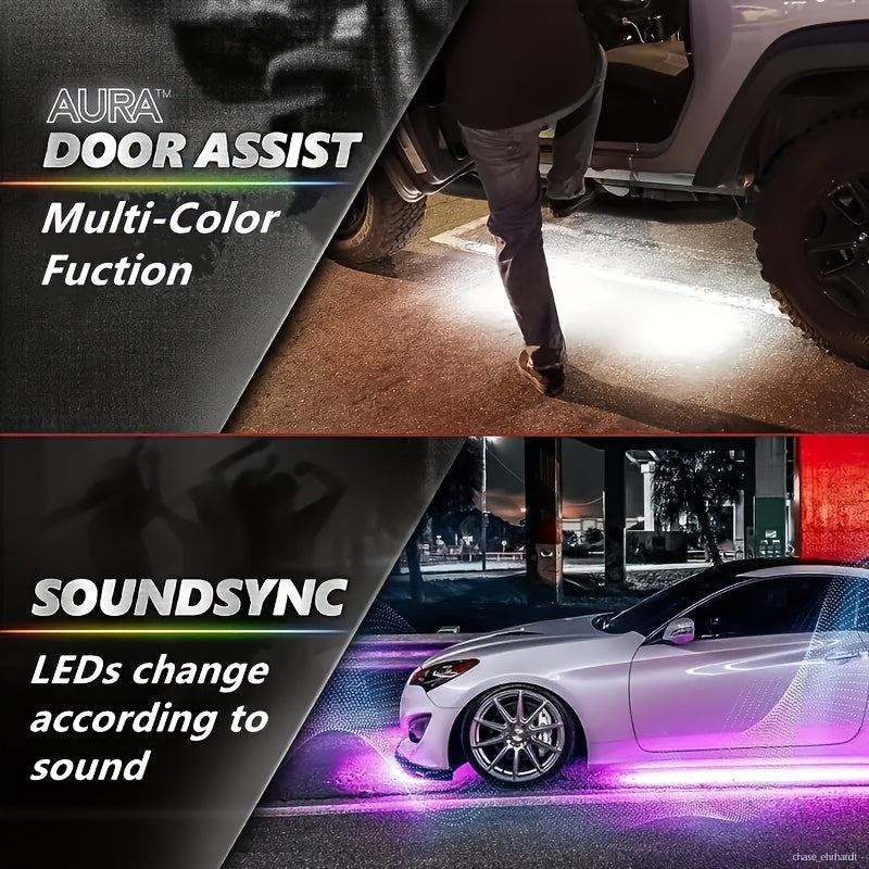 4pcs Colorful Automotive LED Chassis Light Strip, Remote APP Dual Control Ambient Neon Light Kit, DC12V, 16 Million Colors Available, Cool And Eye-Catching at Night, Suitable for Cars, Pickup Trucks, Suvs, Etc., Let Every Journey, All Dazzling