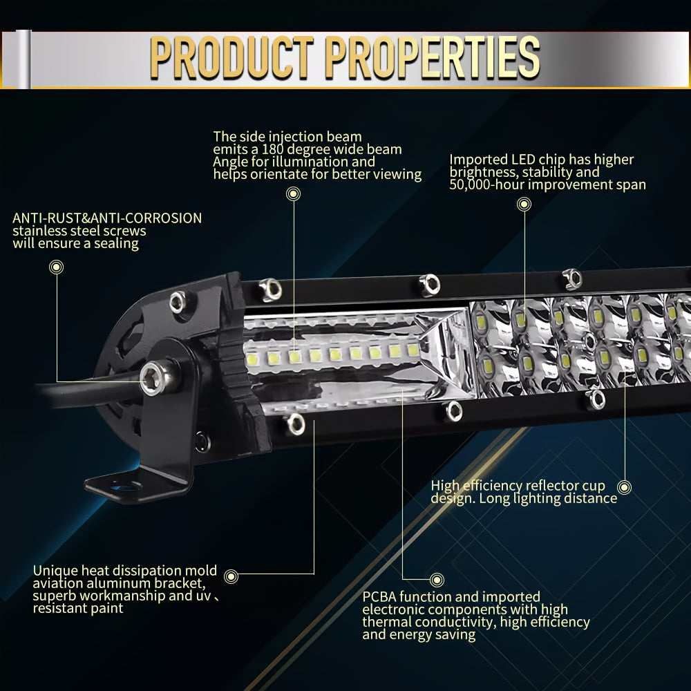 8/15/22 Inch Ultra-thin LED Double Row Strip Light, Ultra Bright LED Strip Light Used For Car, Truck, for Jeep, Off-road, ATV Boat Lighting, Battery Free, Without Battery
