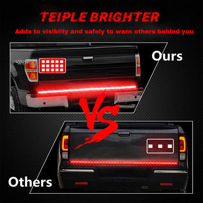 Tailgate Light Bar, Driving Safety Warning, Tail Rear LED High Brightness Strip Light with 3-Row 504 LEDs And 4-Way Flat Connector Wire for Pickup Truck Trailers Car Exterior Accessories, Cool Decorations, Gift for Men, 12V (60 Inches)