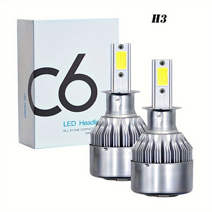 2pcs Headlight H4 H1 H3 Car Lamp H7 H11 9004 9005 9006 9007 Car Led Headlamp Pair, Without Battery