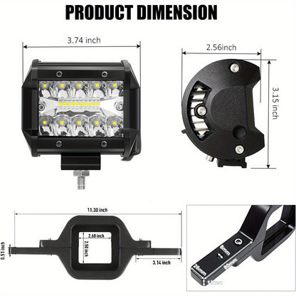 Hitch LED Lights, 4 Inch LED Work Light Pods with 2.5 Inch Towing Hitch Mount Brackets for Truck Trailer SUV Pickup Fit Dual Led Off-Road Driving Hitch Light Bar, Without Battery