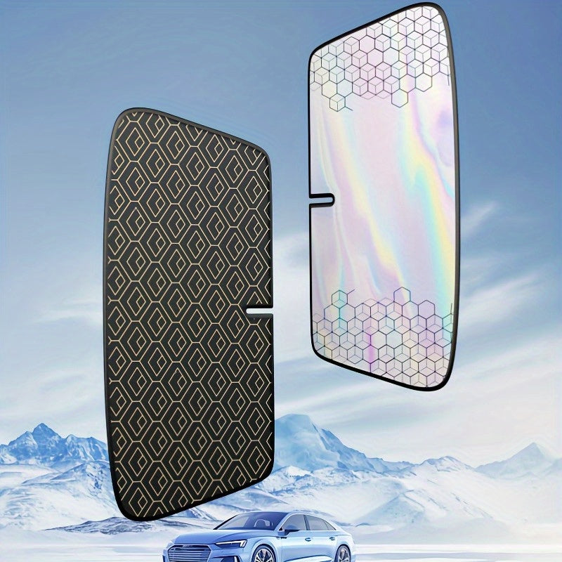 Upgraded Laser Insulation Car Sunshade Thickened 5-Layer Front Windshield Heat Blocker with Diamond Pattern, Fits All Vehicles, Golden/Black Design for Stylish Sun Protection, Vehicle Heat Shield | Stylish Car Accessory | Premium Quality Material