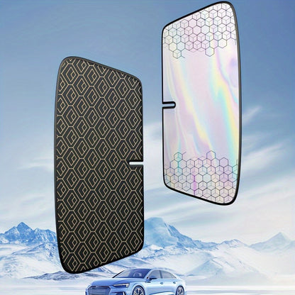 Upgraded Laser Insulation Car Sunshade Thickened 5-Layer Front Windshield Heat Blocker with Diamond Pattern, Fits All Vehicles, Golden/Black Design for Stylish Sun Protection, Vehicle Heat Shield | Stylish Car Accessory | Premium Quality Material