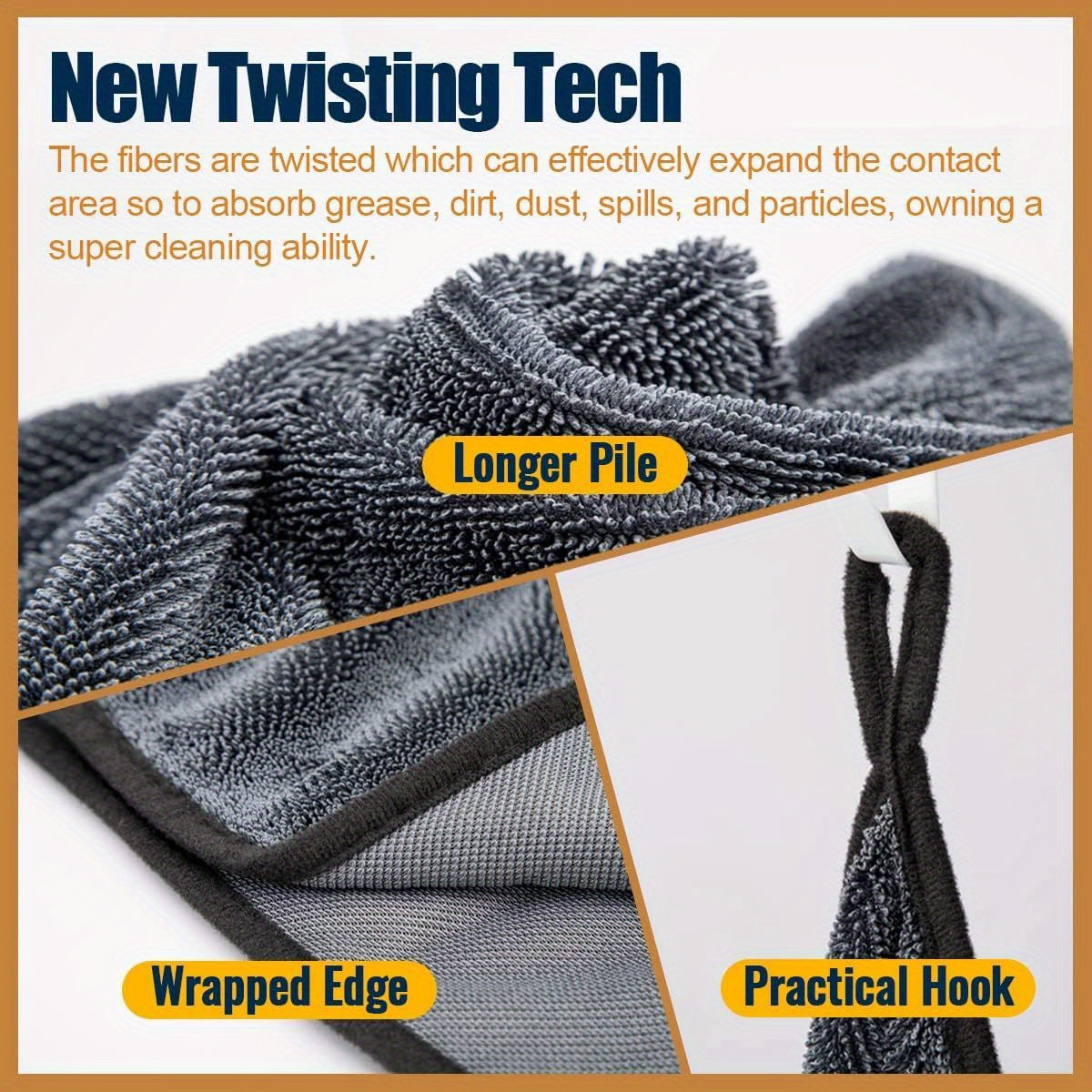 Multipurpose-Car Wash Towel 24'' X 35'' Super-thick Microfiber Towels for Cars Drying Extra Large Super Absorbent Cleaning Cloth Auto Detailing Ultra Soft Lint-Free TWISTED-LOOP DRYING TOWEL Streak-Free 1pc