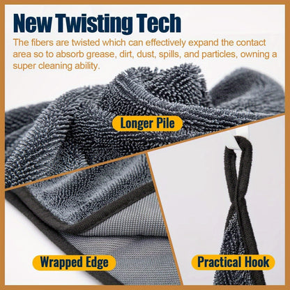 Multipurpose-Car Wash Towel 24'' X 35'' Super-thick Microfiber Towels for Cars Drying Extra Large Super Absorbent Cleaning Cloth Auto Detailing Ultra Soft Lint-Free TWISTED-LOOP DRYING TOWEL Streak-Free 1pc