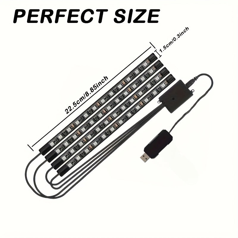 RGB Car LED Light Kit, Multi-color Selection, USB Powered, DIY Supported, LED Color Strip, Car Seat Under Illumination Kit, Suitable for All Vehicle Models