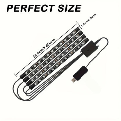 RGB Car LED Light Kit, Multi-color Selection, USB Powered, DIY Supported, LED Color Strip, Car Seat Under Illumination Kit, Suitable for All Vehicle Models